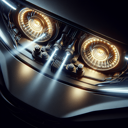 photorealistic car headlights light, top view