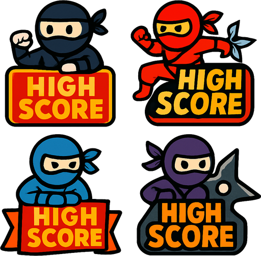 Pack of different ninja High score buttons
In-Game asset.  2d.  High contrast.  No shadows