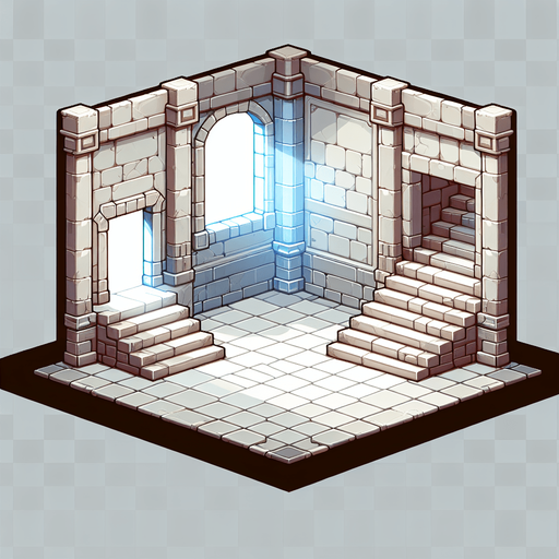create a hallway.
Single Game Texture.  In-Game asset.  2d.  Blank background.  High contrast.  No shadows