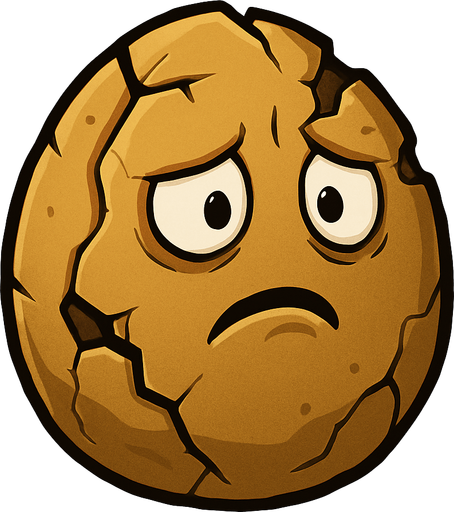 wallnutDamaged del videojuego de plantas vs zombies.
In-Game asset.  2d.  No shadows