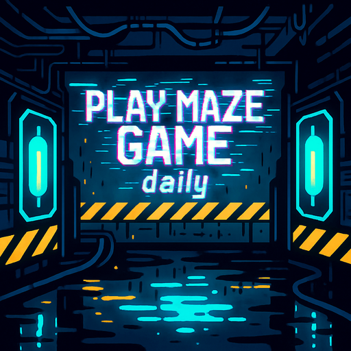 “Design an abandoned data vault with pulsing core reactors and neon warning stripes. A central holo-banner flashes ‘Play Maze Game daily’ in glitchy, stylized lettering. Add drifting sparks, cable conduits, and a damp metal floor reflecting ambient light—empty of characters and coins.”.
In-Game asset.  2d.  High contrast.  No shadows