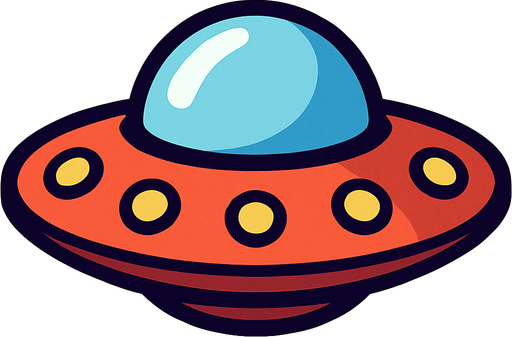 create an ufo without legs only frizby shape.
In-Game asset.  2d.  High contrast.  No shadows