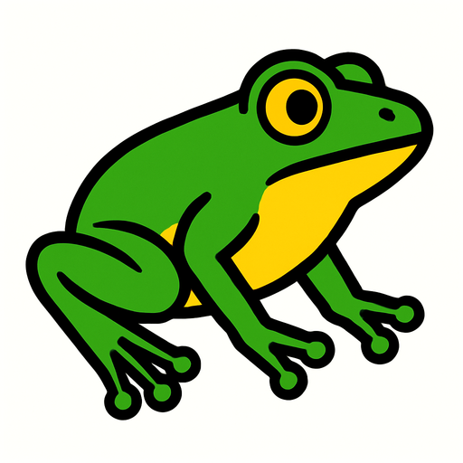 buat gambar frogg side scrolling siap melompat.
In-Game asset.  2d.  High contrast.  No shadows