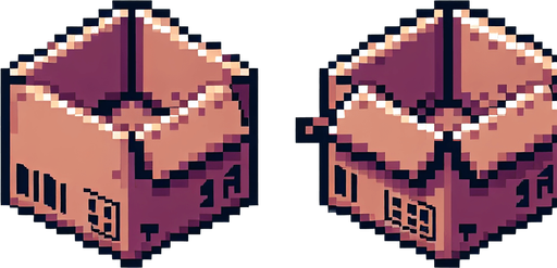 2 Delivery box : open and closed.
Retro gaming style. Sprite sheet 1x2. High Definition