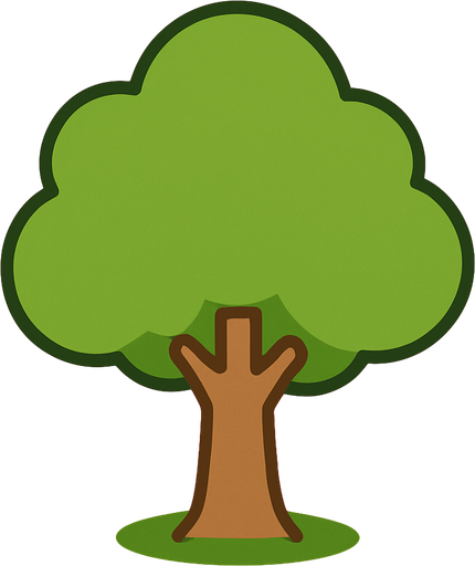a single simple kawaii tree without outlines and no face, for a non-distracting game background.
In-Game asset.  2d.  High contrast.  No shadows