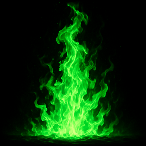 I want a ultimate green fire.
In-Game asset.  High contrast