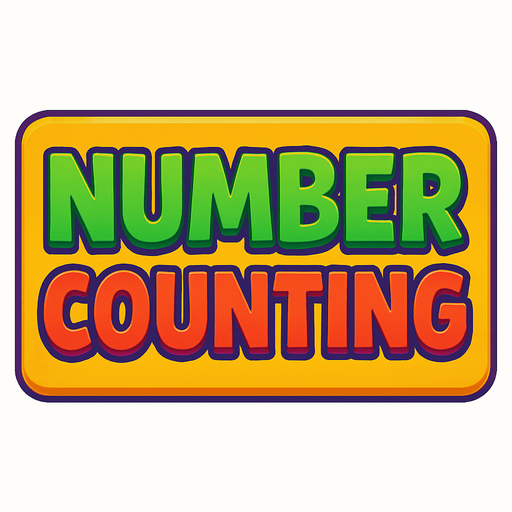 Write 'NUMBER COUNTING' in a rectangular box. This will be the title image of a game. Make sure it is high quality and colorful..
In-Game asset.  2d.  High contrast.  No shadows