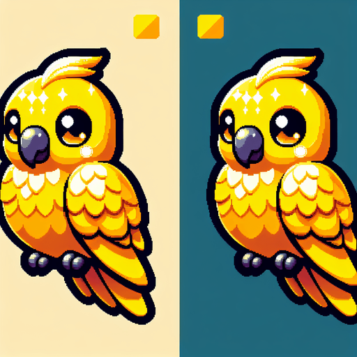 Sarı muhabbet kuşu sevimli küçük vektör ve piksel sanatı.
Single Game Texture.  In-Game asset.  2d.  Blank background.  High contrast.  No shadows