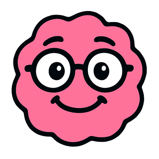 pembe sempatik yüz gözlüklü.
In-Game asset.  2d.  High contrast.  No shadows