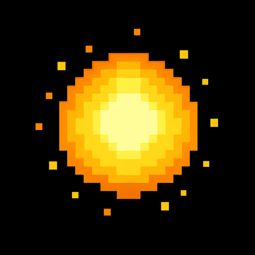bola de luz de pixeles.
In-Game asset.  2d.  High contrast.  No shadows