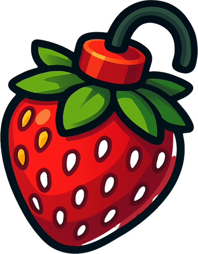 Çilek şeklinde bomba.
In-Game asset.  2d.  High contrast.  No shadows