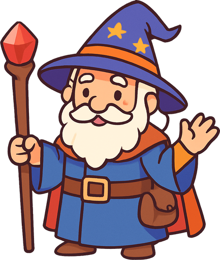friendly wizard. rpg. 2d. no shadows.