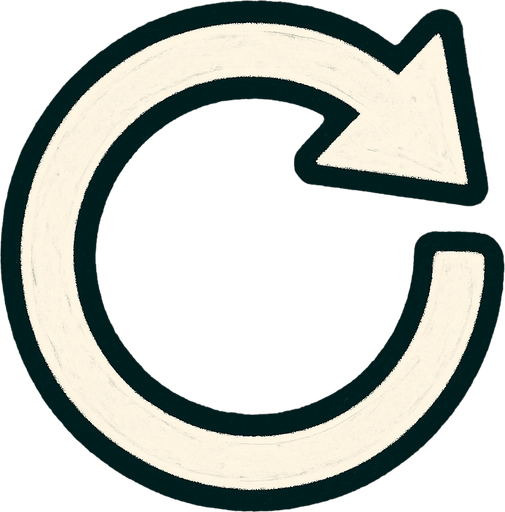 Un simbolo de reiniciar, sin letras, es como un circulo con una flecha.
In-Game asset.  2d.  High contrast.  No shadows
