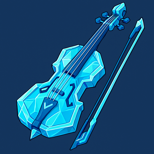 Violin de hielo futurista evolucionado.
In-Game asset.  2d.  High contrast.  No shadows