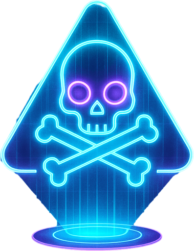 neon cyberpunk anime 3d hologram glowing projection poison symbol flat head on