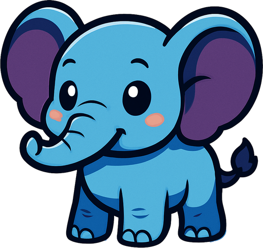 Cute elephant.
In-Game asset.  2d.  High contrast.  No shadows