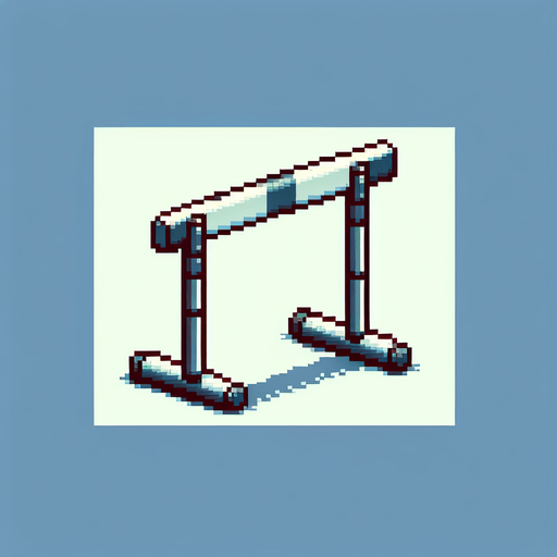a single tubular olympic hurdle. seen from the front. pixelated. 8 bit.
Single Game Texture. In-Game asset. 2d. Blank background. High contrast. No shadows.