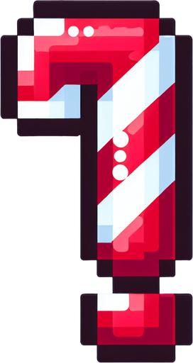 exclamation mark in the shape of a candy cane Single Game Texture. In-Game asset. 2d. Blank background. High contrast. No shadows.