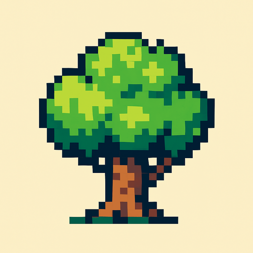 Tree pixel.
In-Game asset.  2d.  High contrast.  No shadows