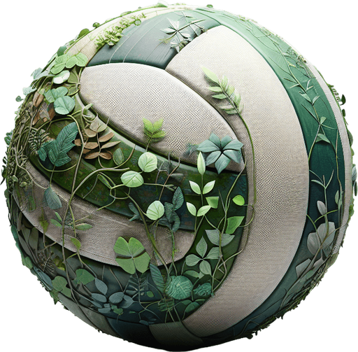 Una bola de voley de planta.
Single Game Texture.  In-Game asset.  2d.  Blank background.  High contrast.  No shadows
