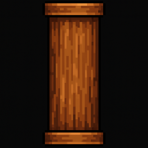 quiero construir una columa cilindrica muy larga de madera, para eso tengo que recurrir a repetir assets uno arriba del otro , puedes crear un segmento que pueda repetirse en pixel art?.
In-Game asset.  2d.  High contrast.  No shadows
