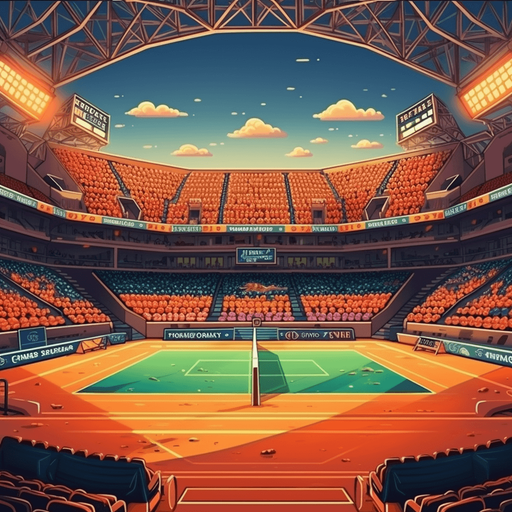 Indoor stadium seen from court
Single Game Texture. In-Game asset. 2d. Pixelart. White background. Blank background. Low detail. High contrast. --no goal