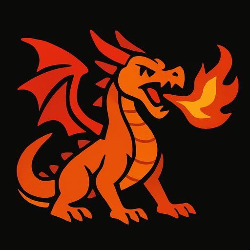 Dragon feu.
In-Game asset.  2d.  High contrast.  No shadows