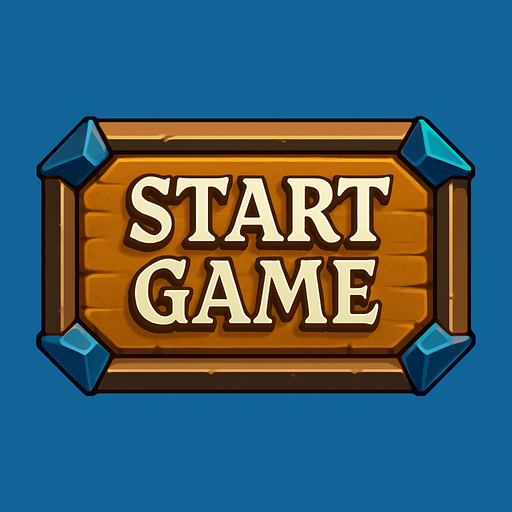 Medieval "start game" buttons. HD colors. 
In-Game asset.  High contrast.  No shadows. 3D