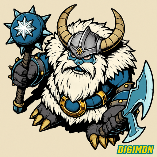 Vikemon, visto desde arriba, calidad y detalles altamente épicos, Digimon.
In-Game asset.  2d.  High contrast.  No shadows