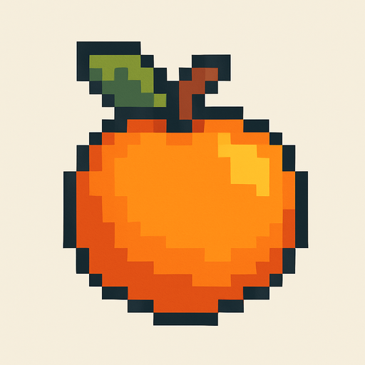 make pixel art 2d orange.
In-Game asset.  2d.  High contrast.  No shadows
