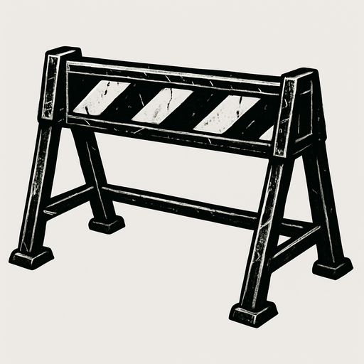 iron barricade.
In-Game asset.  2d.  High contrast.  No shadows