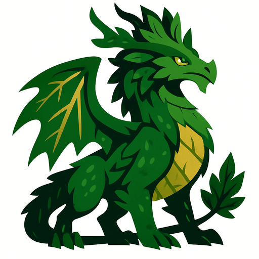 Dragon légendaire de la nature.
In-Game asset.  2d.  High contrast.  No shadows