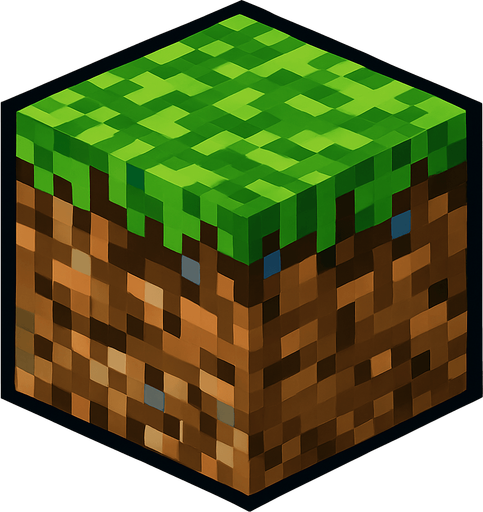 Minecraft çim bloğu.
In-Game asset.  High contrast.  No shadows