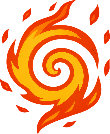 Alev spiral parçacık.
In-Game asset.  2d.  High contrast.  No shadows