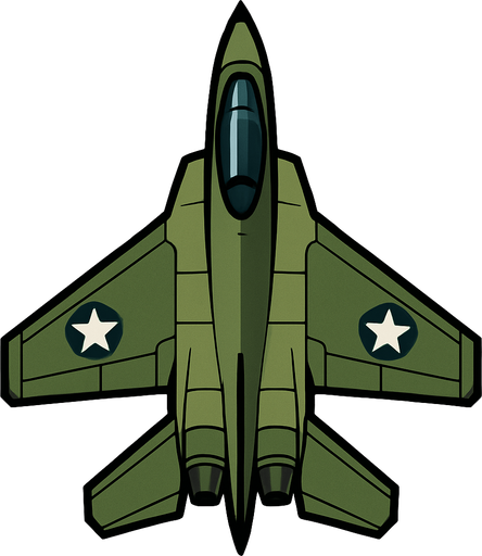 Top view of Military fighter jet.
In-Game asset.  2d.  High contrast.  No shadows