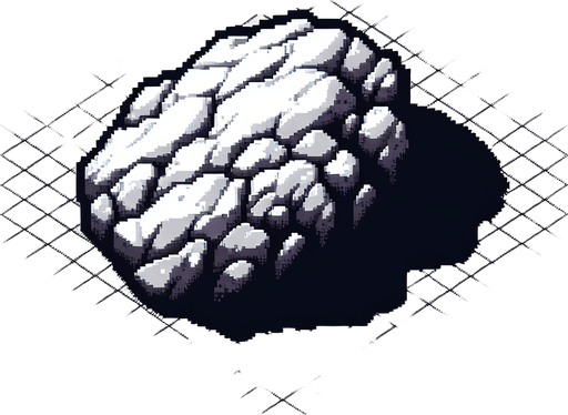 top down view of pixel art rock.
Single Game Texture.  In-Game asset.  2d.  Blank background.  High contrast.  No shadows