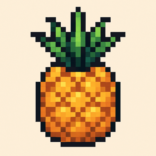 make pixel art 2d pineapple.
In-Game asset.  2d.  High contrast.  No shadows
