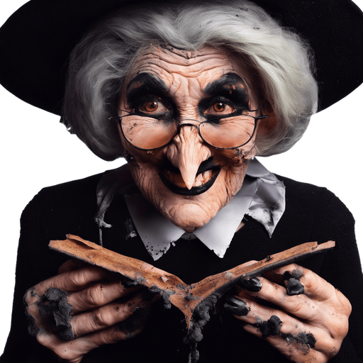 same witch covered in soot after a laboratory explosion, like in cartoons