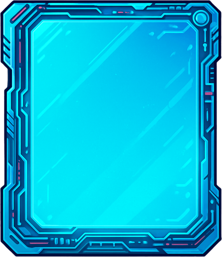 Cyberpunk. abstract. Glass electronic empty tablet. Blue sky color.
In-Game asset.  2d.  High contrast.  No shadows. No background