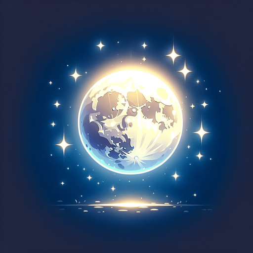 Shining fullmoon.
Single Game Texture. In-Game asset. 2d. Blank background. High contrast. No shadows.