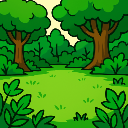 yeşil yapraklar ve ağaçlar olan orta bir alan.
In-Game asset.  2d.  High contrast.  No shadows