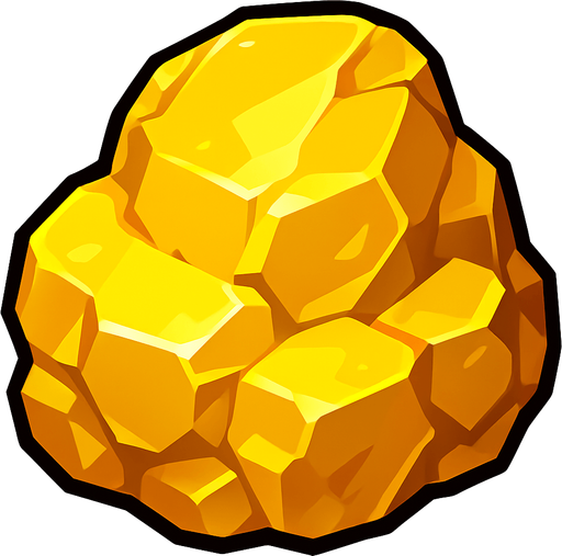 big piece of gold.
In-Game asset.  2d.  High contrast.  No shadows