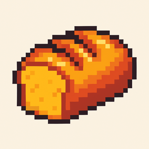 Bread, pixelart.
In-Game asset.  2d.  High contrast.  No shadows