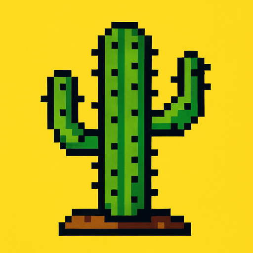 Cactus 2d style pixel 1980.
2d.  High contrast.  No shadows. 2d