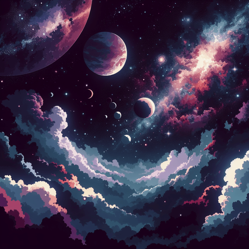 make a space type background.
Single Game Texture. In-Game asset. 2d. Blank background. High contrast. No shadows.