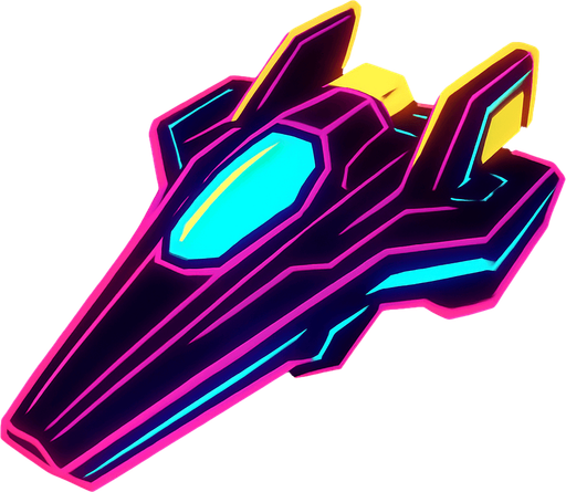 synthwave bright neon glow audiosurf or f-zero like ship
In-Game asset.  2d.  High contrast.  No shadows