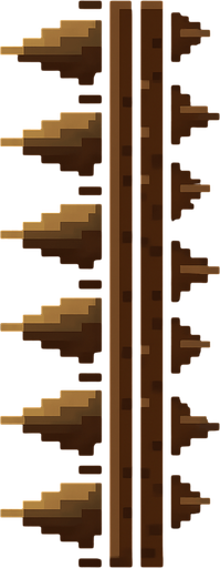 pared de pinchos berticales de pixeles.
In-Game asset.  2d.  High contrast.  No shadows