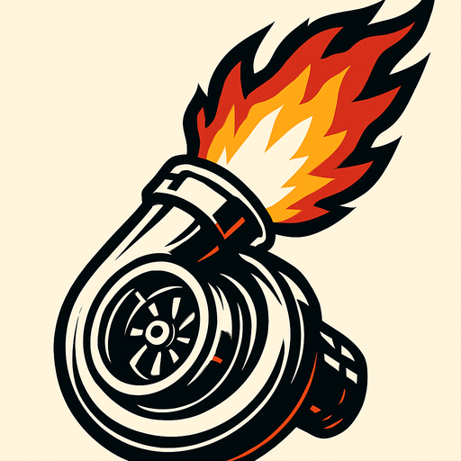 un propulsor turbo de carreras que expulse fuego con perspectiva hacia arriba
In-Game asset.  2d.  High contrast.  No shadows