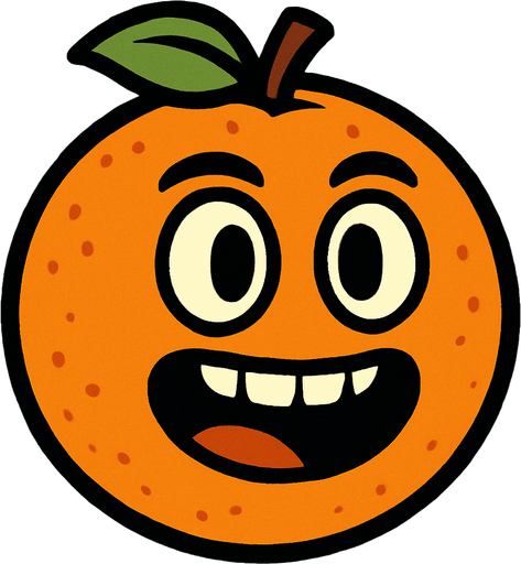 Orange with eye and mouth animation.
In-Game asset.  2d.  High contrast.  No shadows