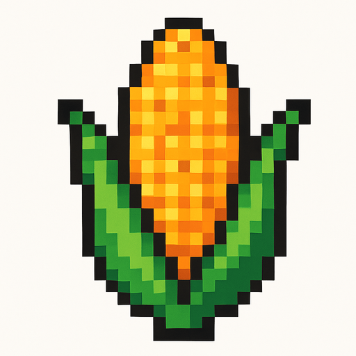 maiz de pixeles.
In-Game asset.  2d.  High contrast.  No shadows